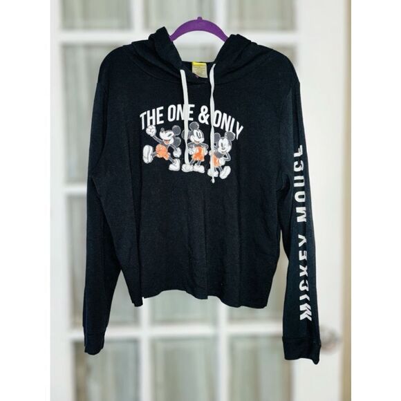 Women’s 2X Mickey Mouse “The One & Only” Cropped Black Pullover Hoodie - Picture 10 of 10